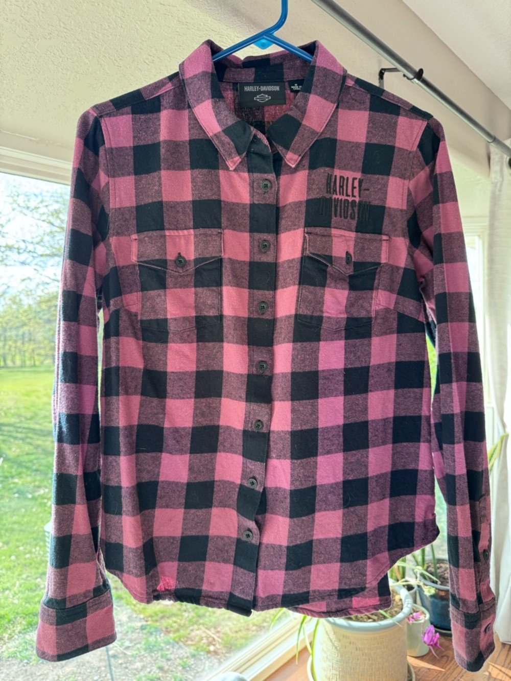 Harley-Davidson Crushed Berry Pink and Black Plaid Shirt - limited edition